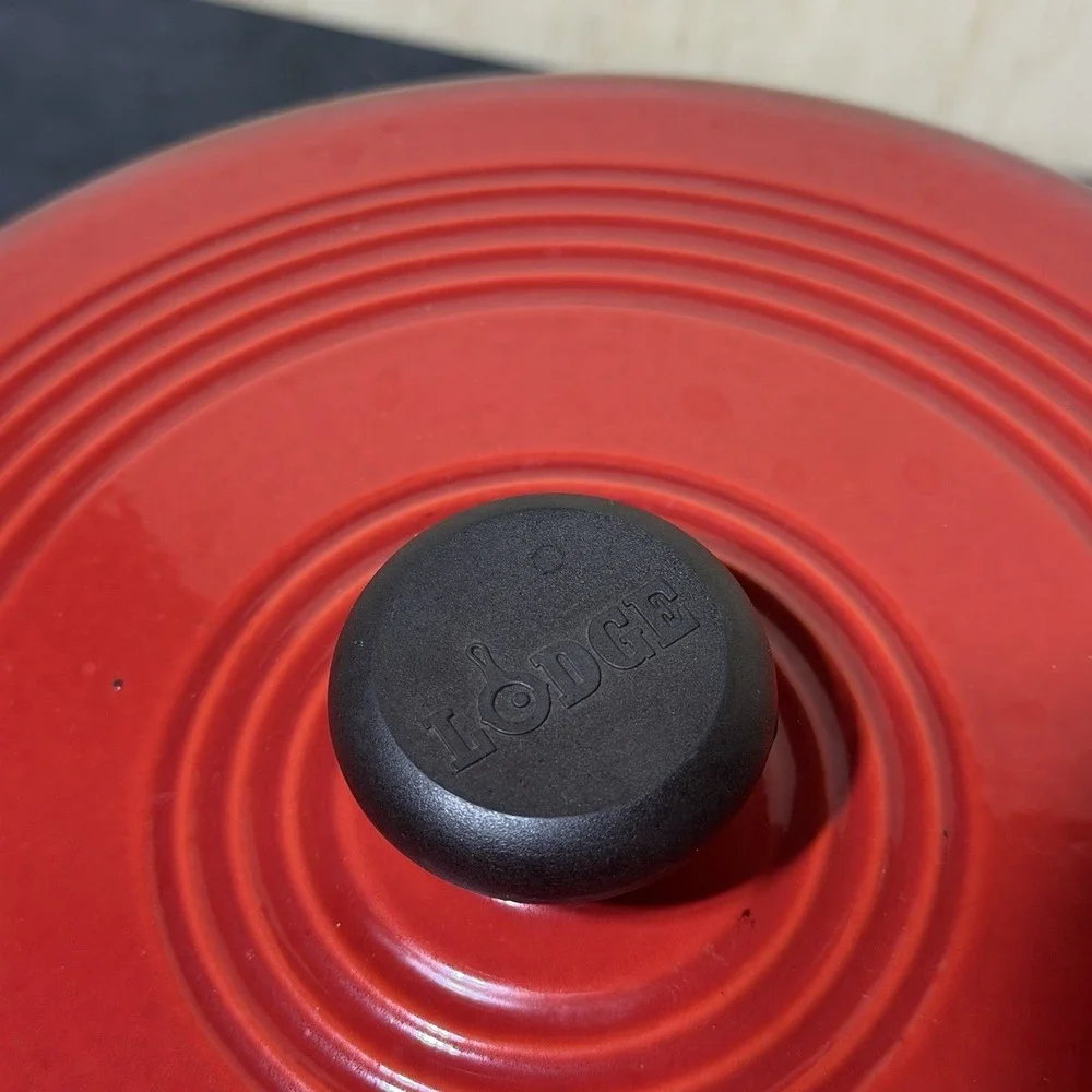 Lodge Enameled Cast Iron Dutch Oven Red 6 Qt Pot w/ Lid Cooking Casserole